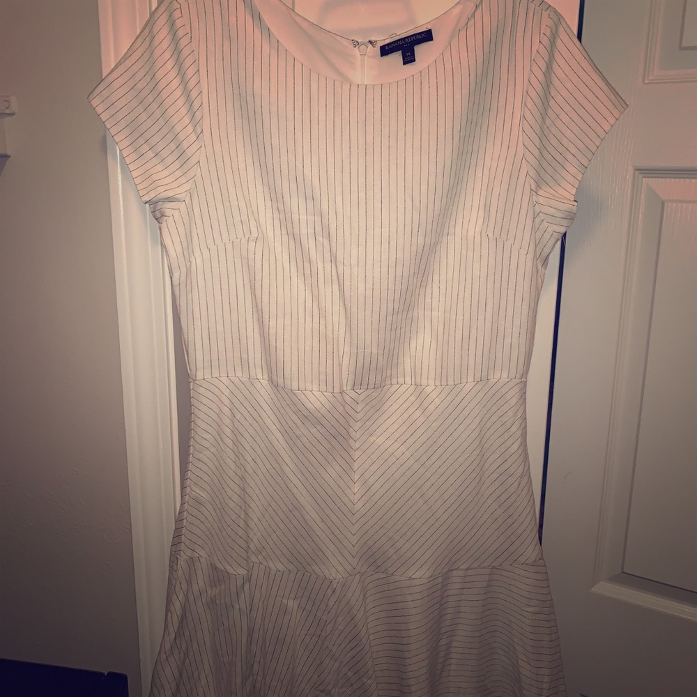 Pinstriped white and black dress